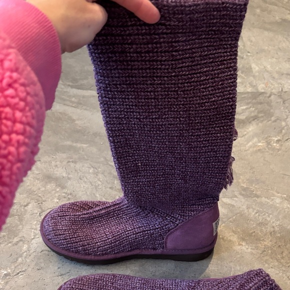 UGG Women Purple Knit Button Up Boots with Fringe, Calf Height, Holiday, Size 9 - Picture 7 of 17